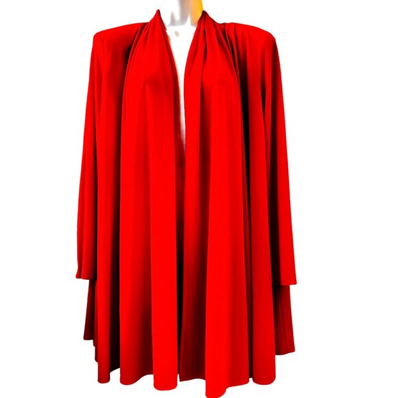 Vintage 1980's GOTTEX Red Open Front Full Swing Jacket Kimono Topper Womens S P - Picture 5 of 14
